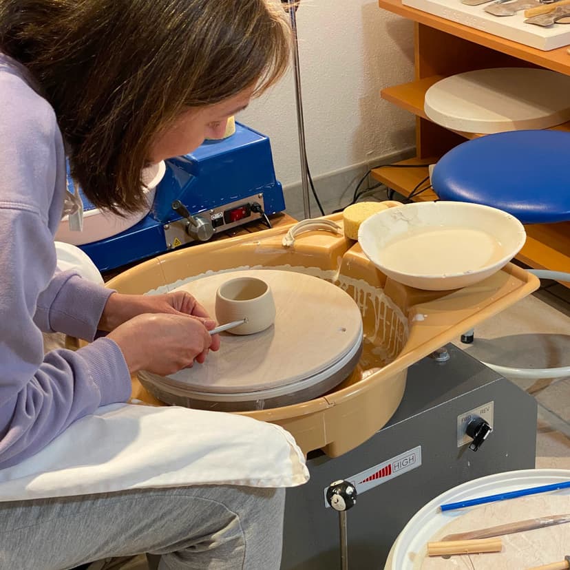 Anette beim Abdrehen